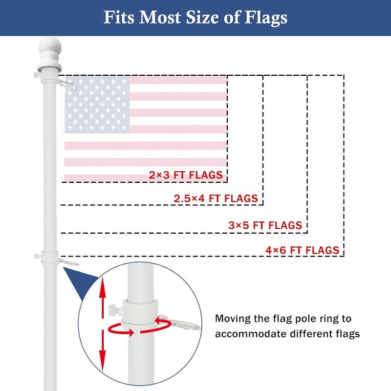 NQ 5FT Flag Pole for Outside House, Stainless Steel Flag Pole for Outdoor, House Flag Pole for Porch,Yard (Only Pole, Without Holder) - Image 5